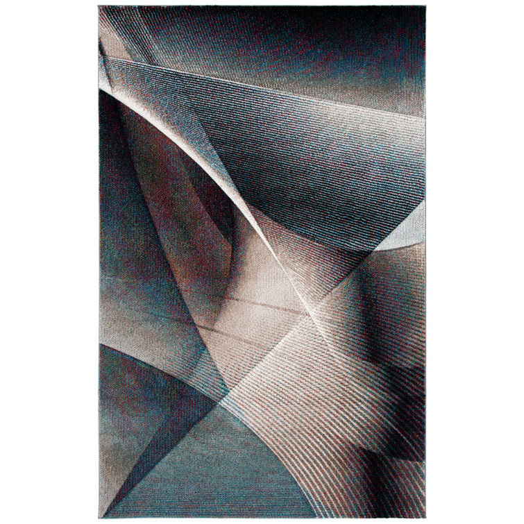 Orren Ellis Vilica Abstract Beige/Blue Area Rug & Reviews Wayfair